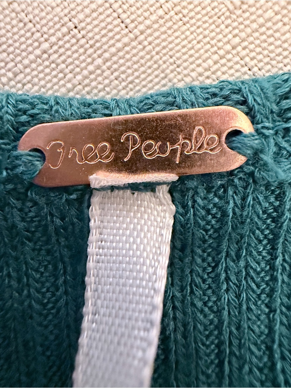 Free People NWT Teal Waffle Knit Ribbed Henley Oversized Tunic Top S - Picture 5 of 7